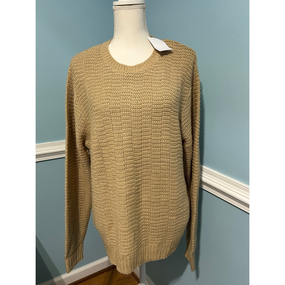 Sage + Steel New York Irish Cream Textured Crewneck Sweater core wardrobeTan M